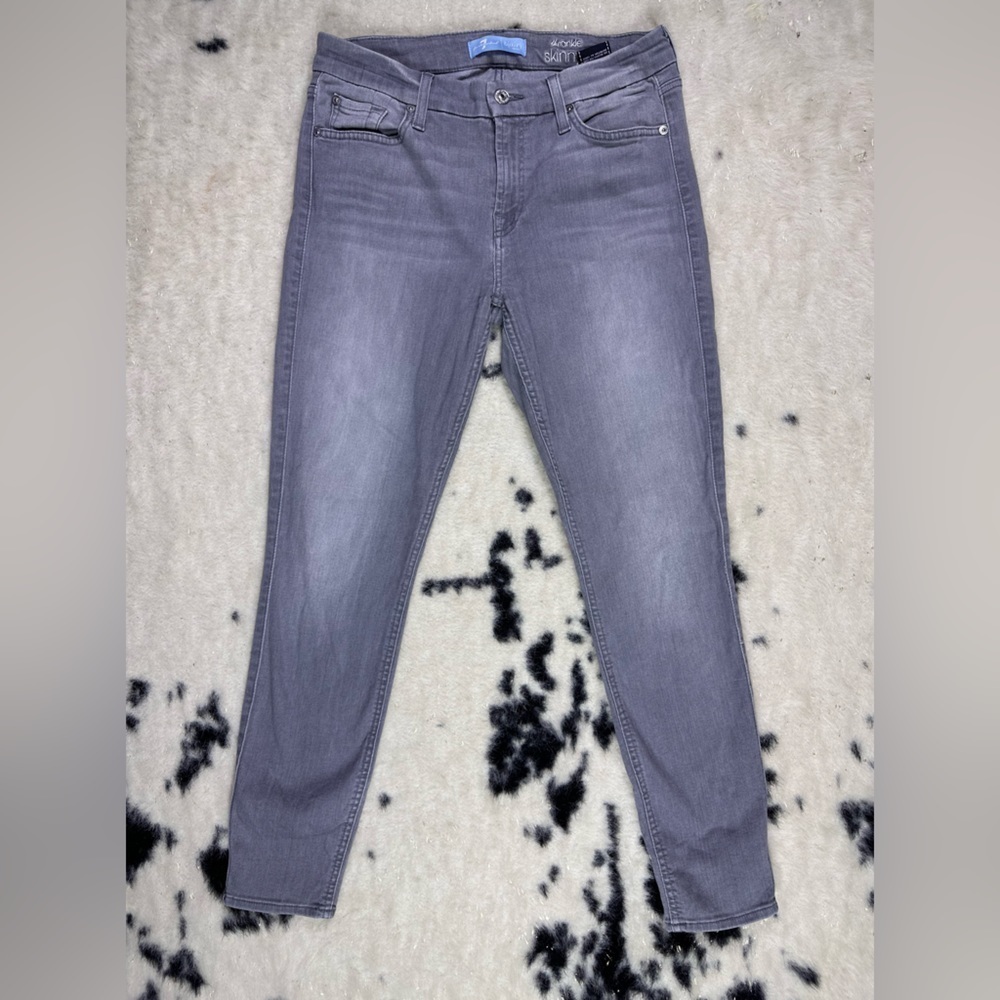7 For All Mankind Women’s Gray Blair The Ankle Skinny Jeans Size 28